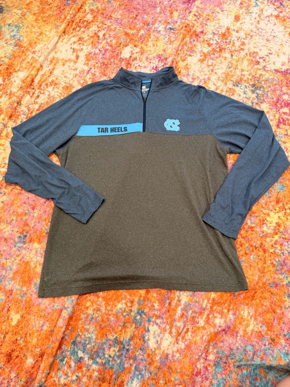 UNC Tar Heels Quarter Zip Pullover Colosseum Blue Gray NCAA Size L